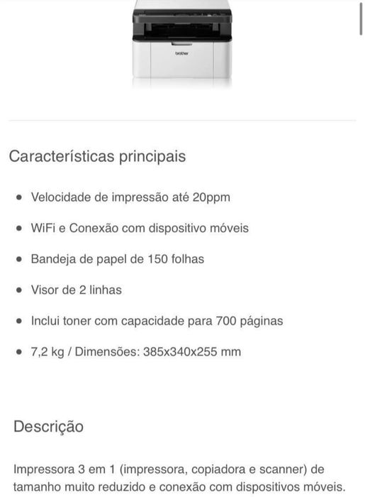 Impressora Brother DCP-1610W COMO NOVA