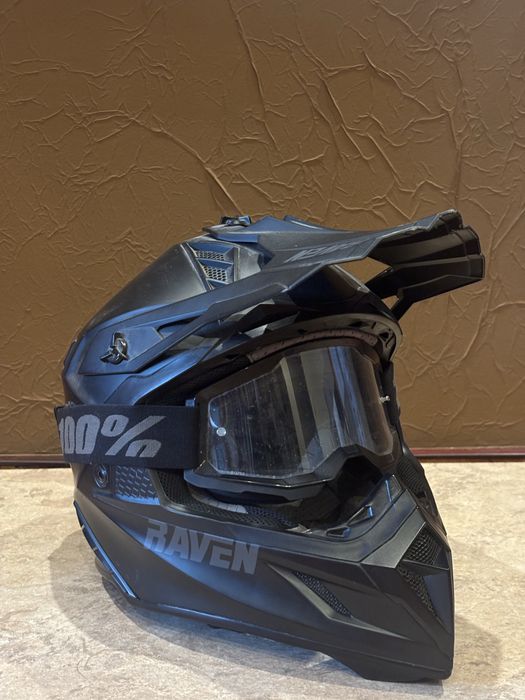 Kask raven airborne evo m + gogle 100%