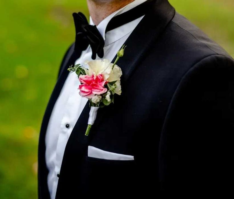 Garnitur Smokingowy (ślubny) - czarny - marki Borgio (88% wełny)