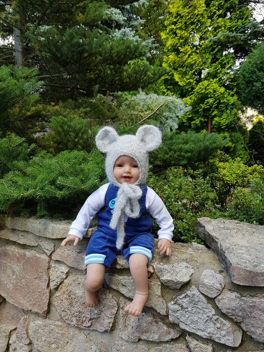 Czapka 42/44 Szara Myszka ciepła czapka dla dzidziusia