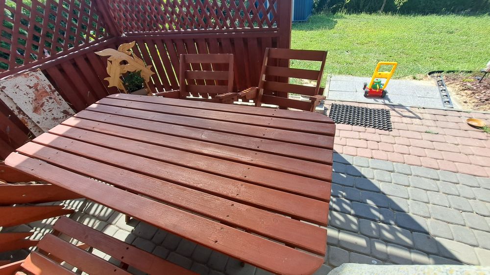 Zestaw ogrodowy stół, 6 krzeseł + ławka