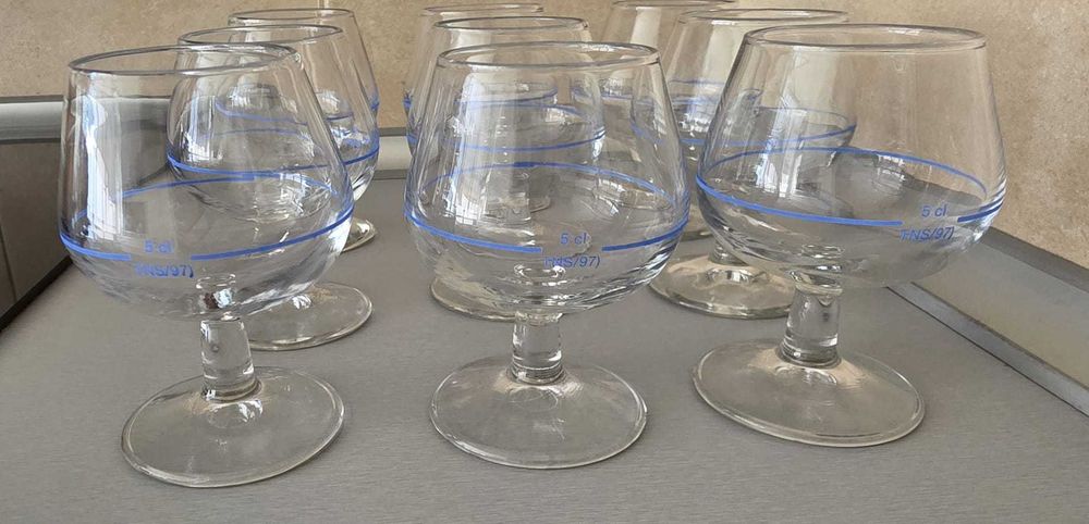 Conjunto 9 copos de digestivo 5cl em vidro tipo balão