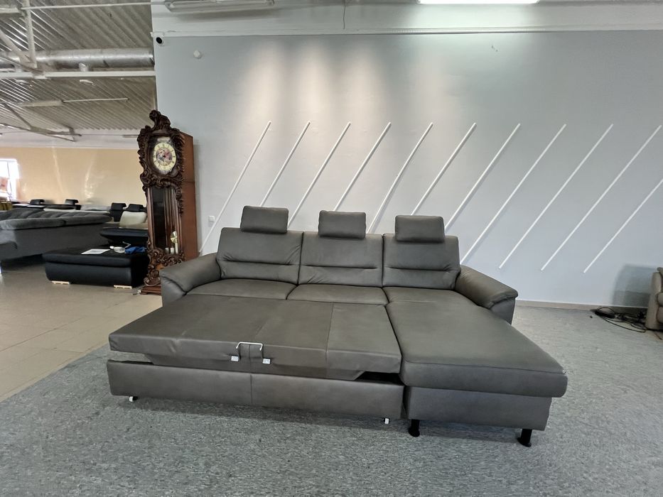Диван шкіряний кутовий розкладний з нішею