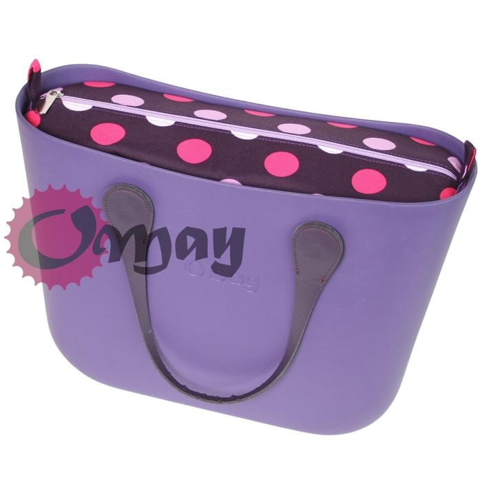 Fioletowy organizer do OBAG STANDARD grochy fiolet róż 2kieszenie OMAY