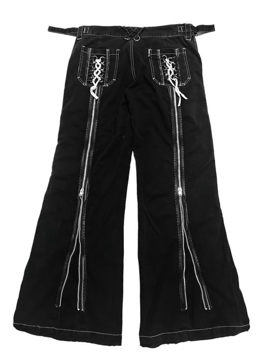 Czarne białe szerokie spodnie dzwony living dead souls jak tripp nyc