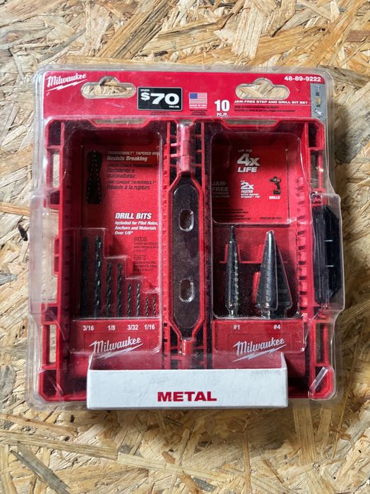 Milwaukee 10-elementowy zestaw wierteł do metalu + wierteł stopniowych stożkowych