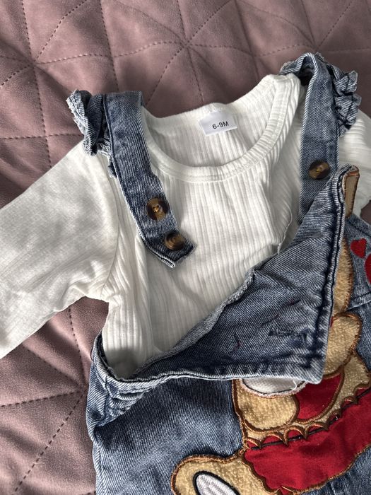 Комплект лонгслів і комбінезон джинсовий 74-80розмір