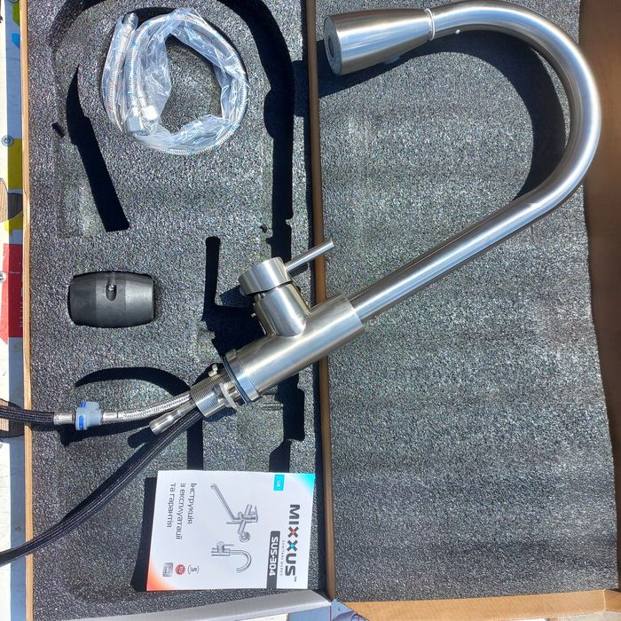 СУПЕР НЕРЖАВЕЙКА!Смеситель/змішувач/кран для кухни с лейкой на гайке