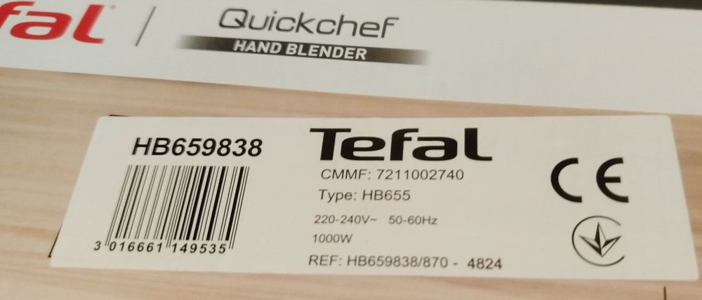 Потужний якісний Блендер TEFAL 2в1 HB659838. 1000Вт.