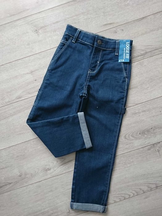 Nowe spodnie jeansy chłopięce next 110 bojówki z regulacją w pasie