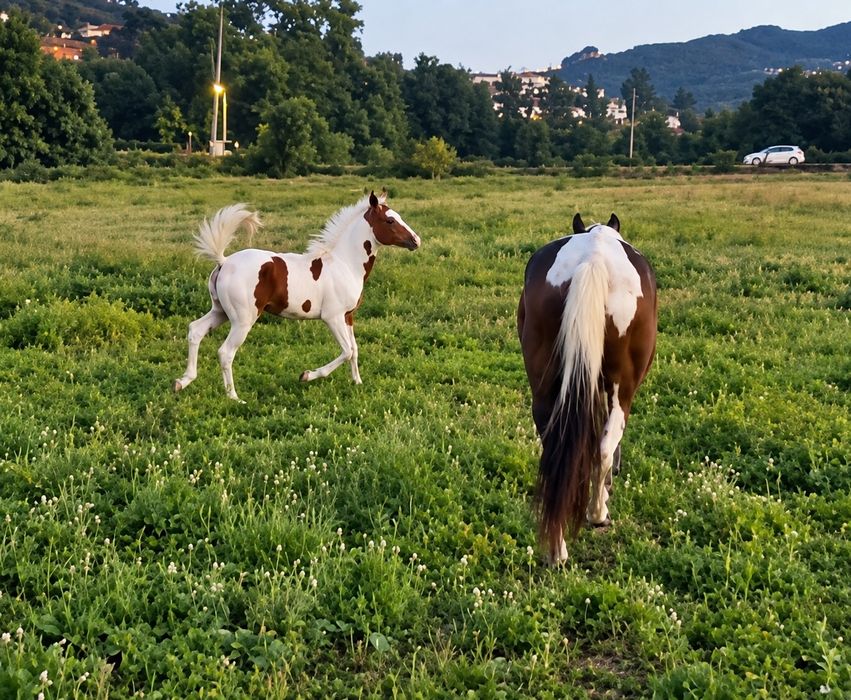 Poltra malhada filha de  pai psa  e mae standarbred