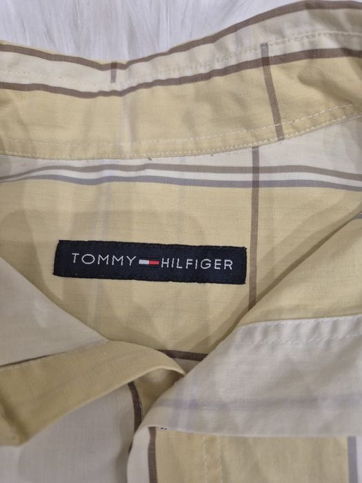 Koszula żółta kremowa w kratę bawełniana casual basic Tommy Hifliger