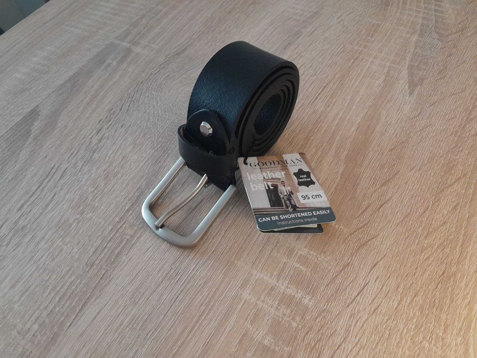 Męski solidny pasek. Naturalna skóra Buffalo, 95 cm_owal (regul.)