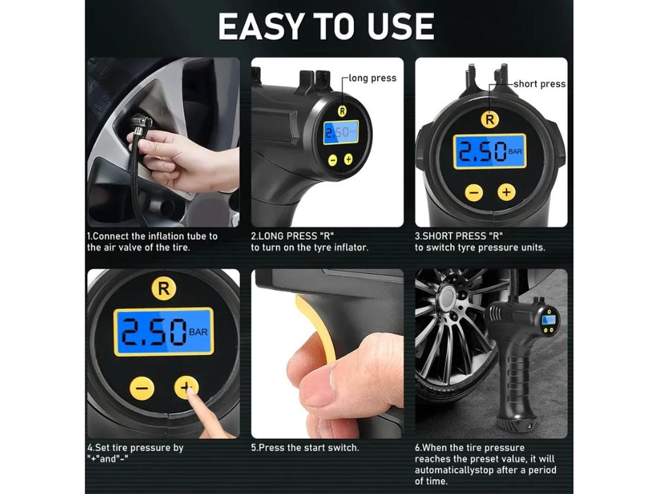 Bomba de ar/Compressor de pneus czk-3665 de 120w SELADO