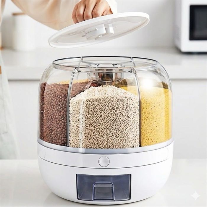 DUŻY 3,5L Pojemnik do żywności obrotowy  do ryżu płatków do kuchni