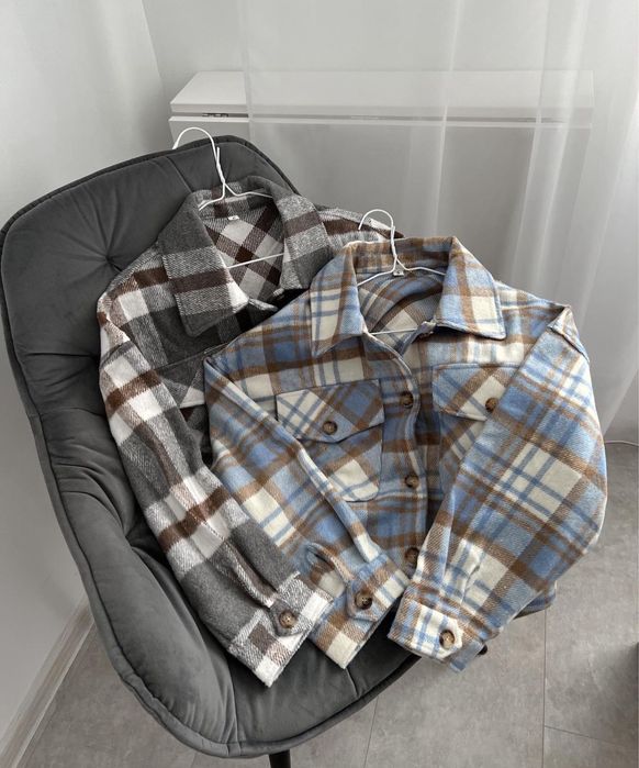 Теплі вкорочені сорочки у клітинку/ рубашка