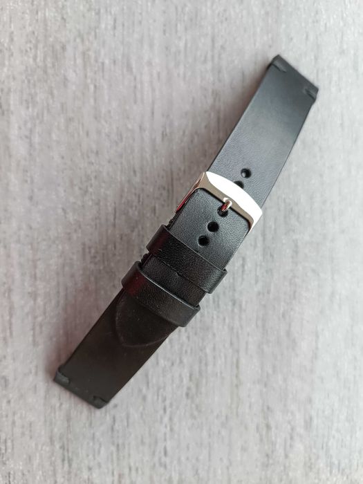 Czarny skórzany pasek zegarka 20 mm M
