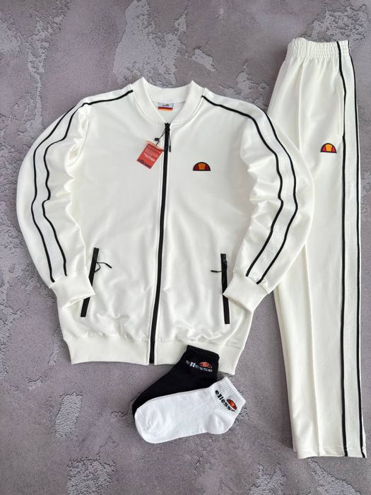 Мужской спортивный костюм элис Ellesse черный/молочный  [S,M,L,XL,XXL] + носки в подарок!