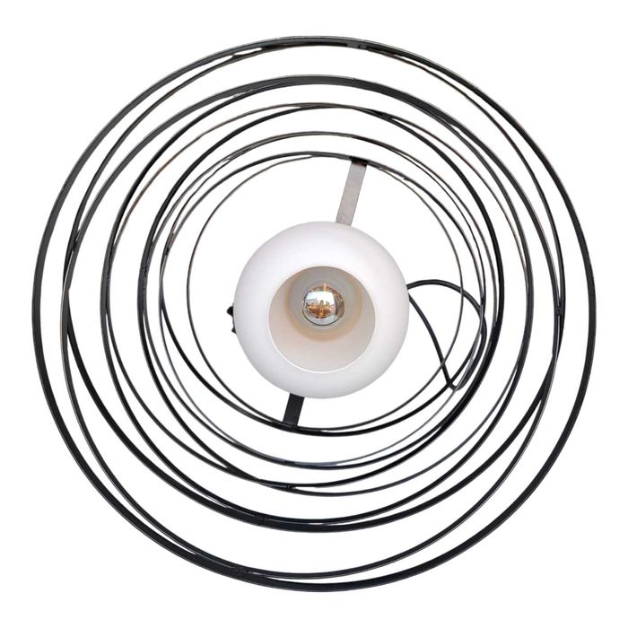Candeeiro Suspenso Moderno – Aros Circulares em Metal Preto