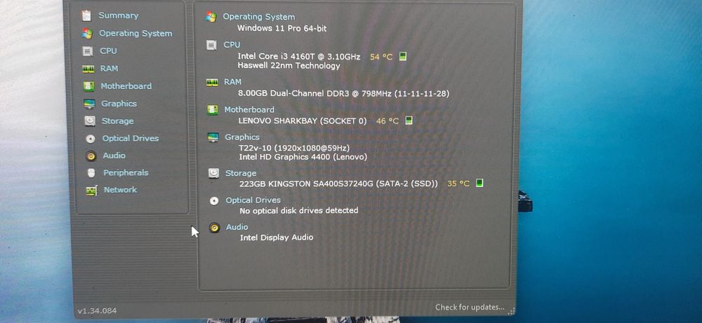 Mini PC Lenovo ThinkCentre M73 Tiny 4ªGen. | i3-4160T-3.1G | 8G-DDR3 | SSD 240GB | W11