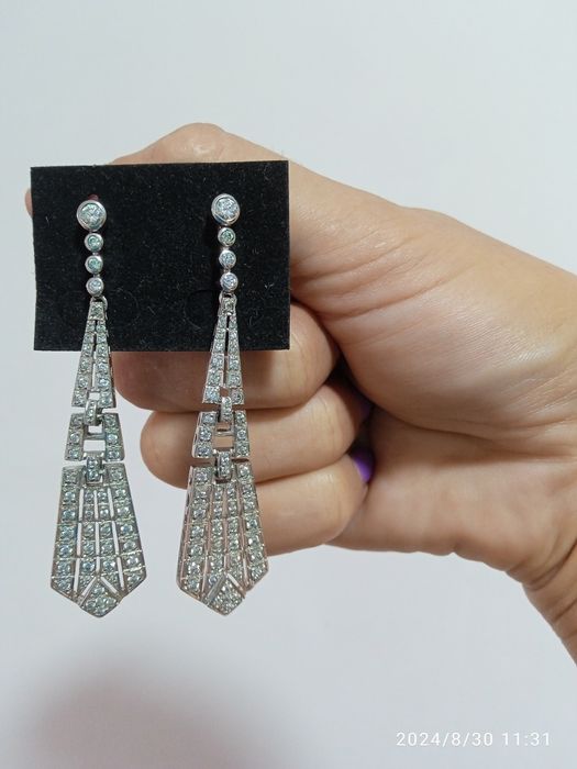 Срібні сережки з цирконієм,вищого гатунку