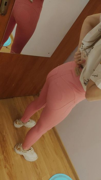 Legginsy prazek cukierkowy róż