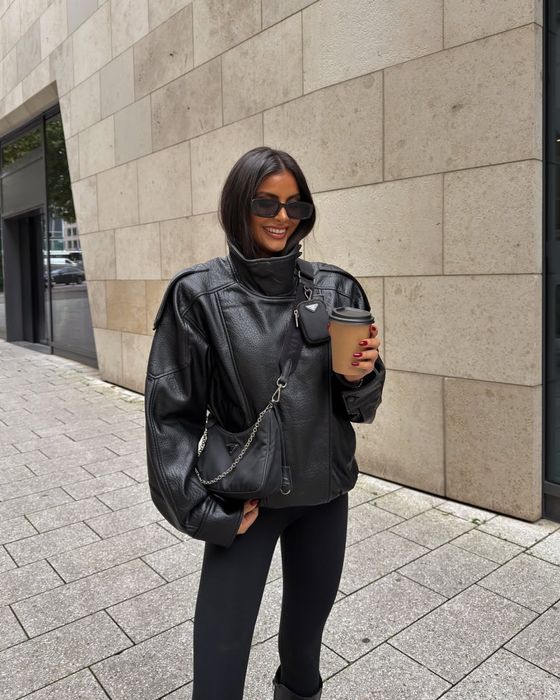 Куртка  Zara з ефектом шкіри в стилі ysl