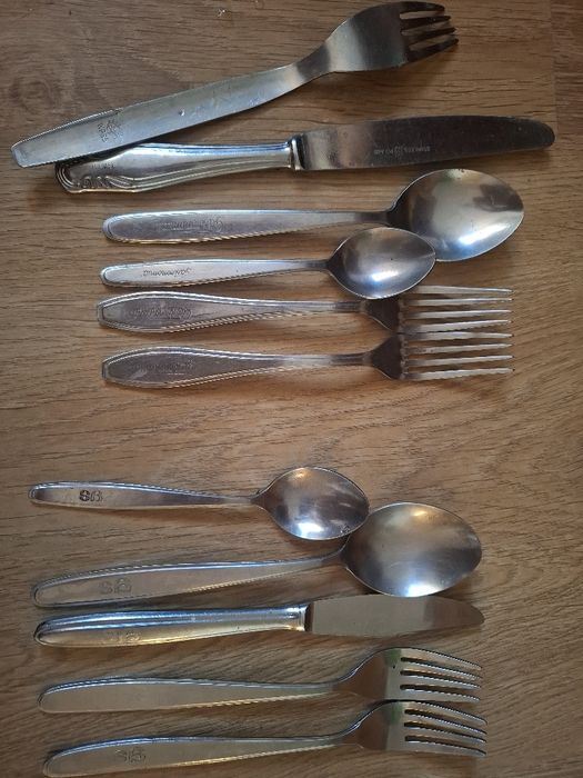 Zestaw sztućców, z czasów PRL z grawerem.GS,Gastronomia, WP85