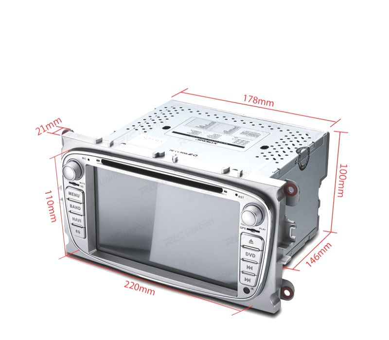 AUTO RADIO 2DIN 7" PARA FORD REDONDO COR CINZA USB GPS TACTIL HD