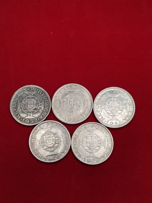 5 Moedas de 20$00 Prata 720 Moçambique