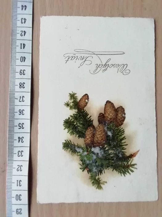 Karta pocztowa , świąteczna , z życzeniami , stare , barwione, komplet