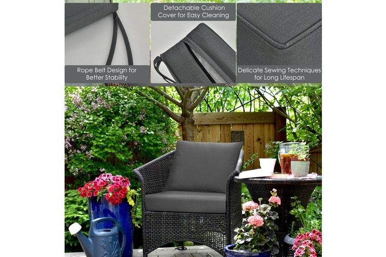 Poduszka na krzesło głębokie SIEDZISKO I OPARCIE z paskami 80 x 65 x 1