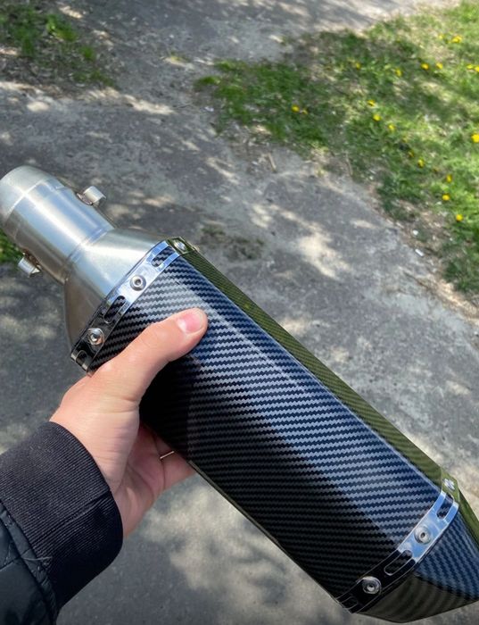 Вихлоп прямоток акраповіч мото глушник Lifan Альфа akrapovic 37 см KTM чорний  червоний  Акрап kovi advance  ендуро kayo bull geon pantera  forte cros