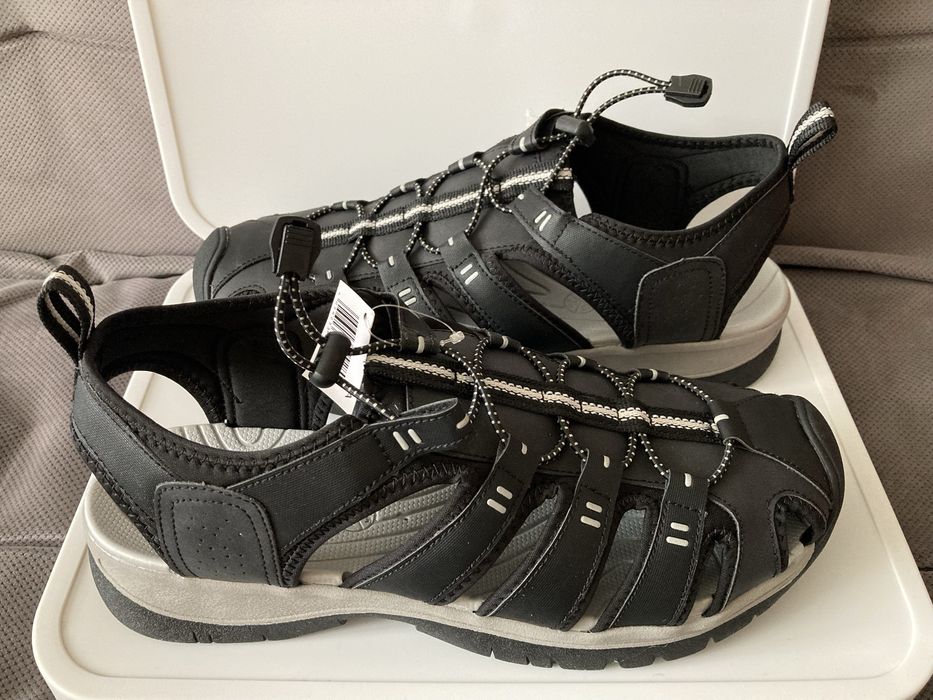 Sandały * LIVERGY * Rozmiar 45 * AIR FRESH * Wentylacja * Czarne * NOWE W KARTONIE