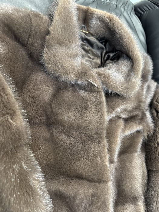 Норкова шуба люкс якість колір капучино