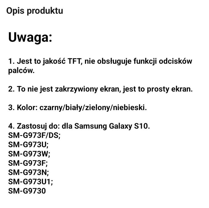 Wyświetlacz Samsung S10 nowy