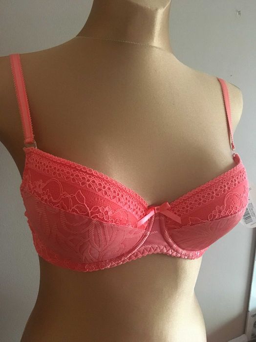 Koralowy biustonosz push-up 75C