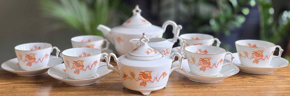 Porcelanowy serwis do herbaty w stylu art déco – Thomas, Bavaria (Grupa Rosenthal).