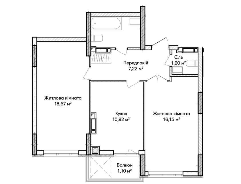 2к квартира з можливістю придбання по державній програмі “єОселя”