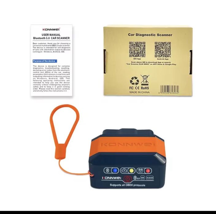 Автосканер KONNWEI KW905 діагностика авто, видалення помилок OBD2 Bluetooth 5.0 IOS та Андроід