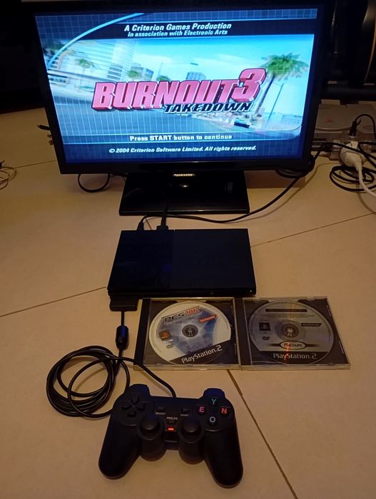 Ps2 Slim com 3 jogos