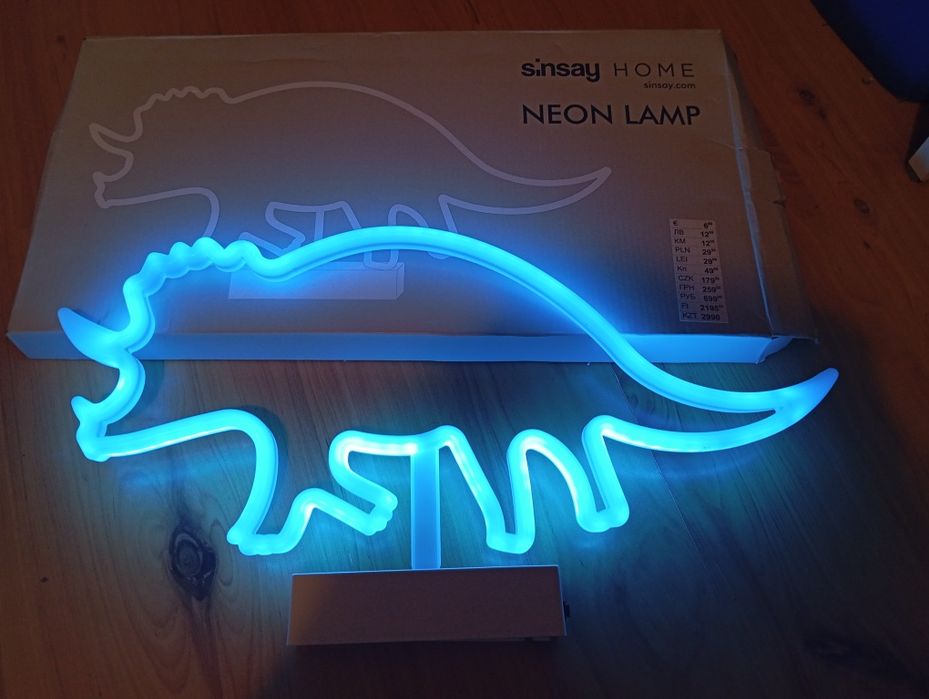 Lampka nocna neonowa dziecięca dinozaur