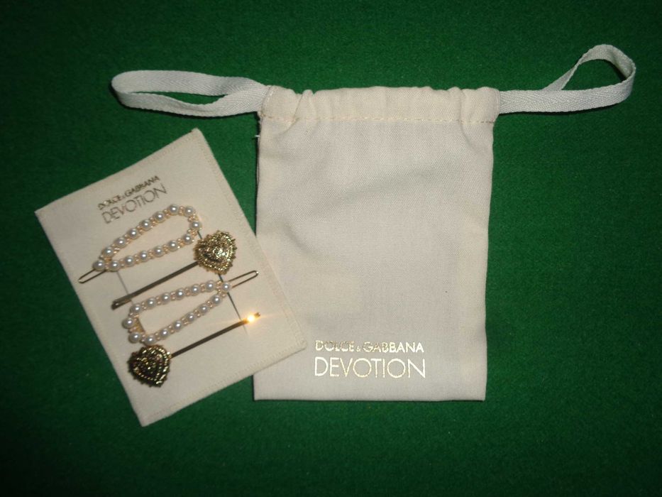 Luksusowe spinki wsuwki Dolce & Gabbana Devotion NOWE Zestaw 4 szt. z woreczkiem