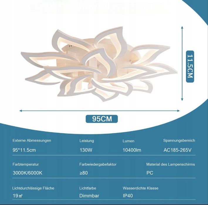 Inteligentna Lampa LED sufitowa 95 cm