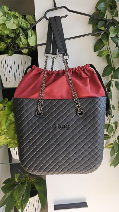 Obag mini pikowana torba torebka o bag mini pik czarna bordo