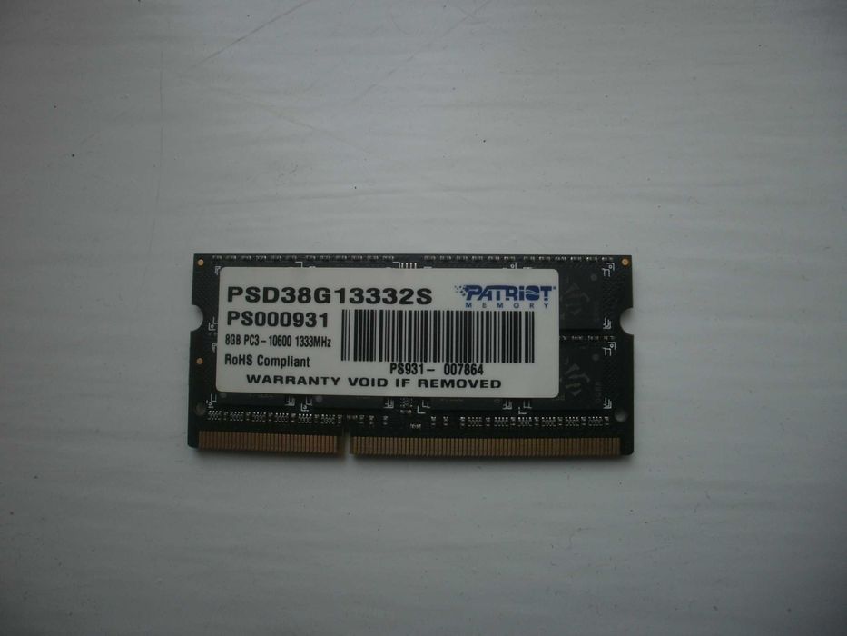 Обміняю SODIMM PATRIOT DDR3 8GB на SODIMM DDR3L 8GB (1,35/1,5 v)