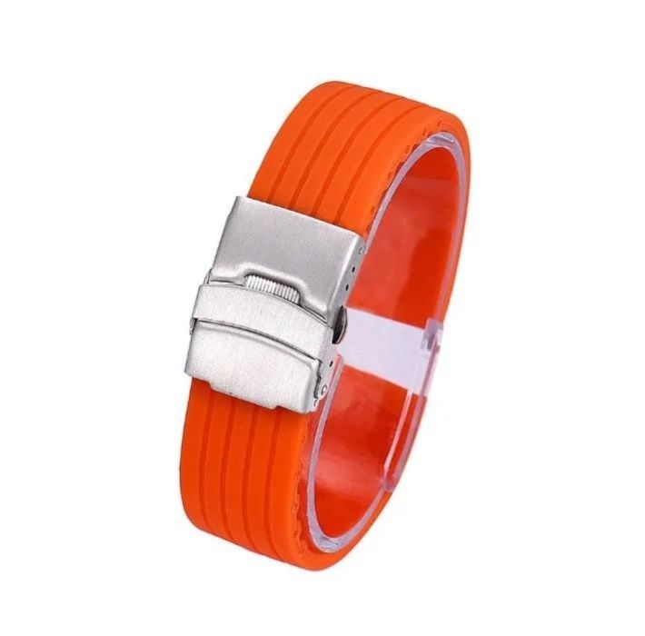Bracelete Borracha Laranja 20mm 22mm 24mm Fecho Báscula