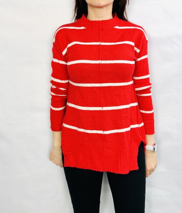 Czerwona tunika w białe paski S 36