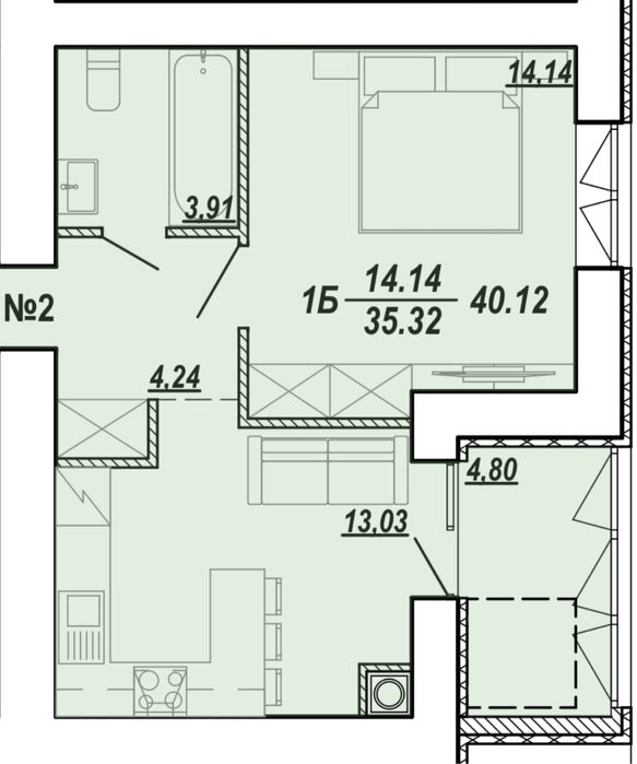 Продаж 1-кімн. до березня, від власника