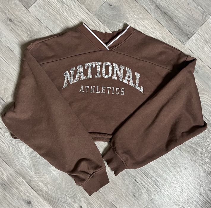 Укорочений кроп світшот оверсайз кольору шоколад hm